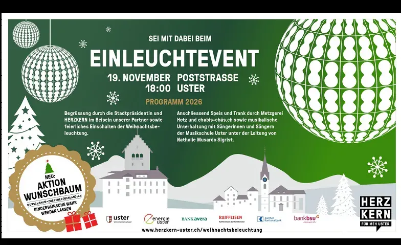 Einleuchtevent Weihnachtsbeleuchtung Uster 19.11.2026